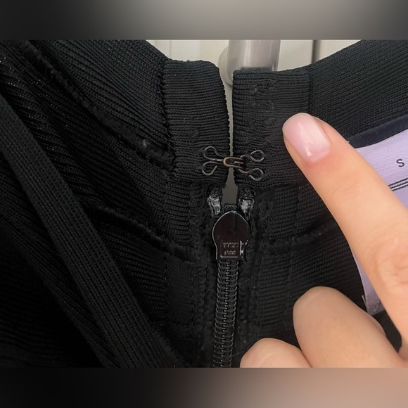 HERVE LEGER Size S Black Rayon Cocktail A-line Dress - Picture 5 of 8